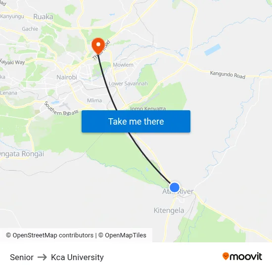Senior to Kca University map
