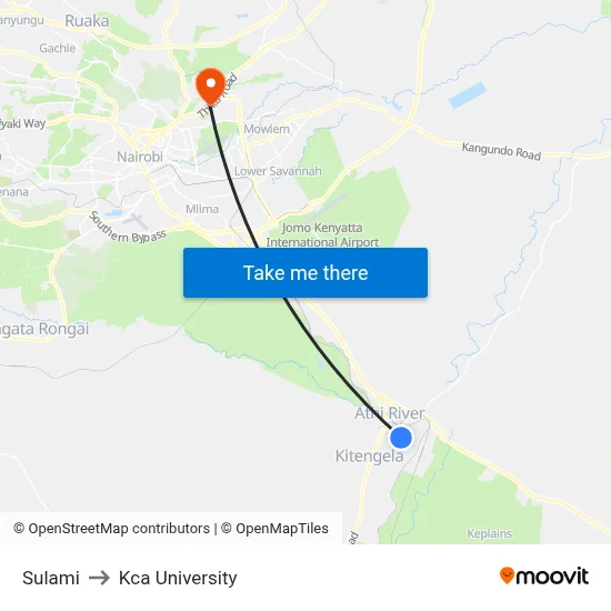 Sulami to Kca University map