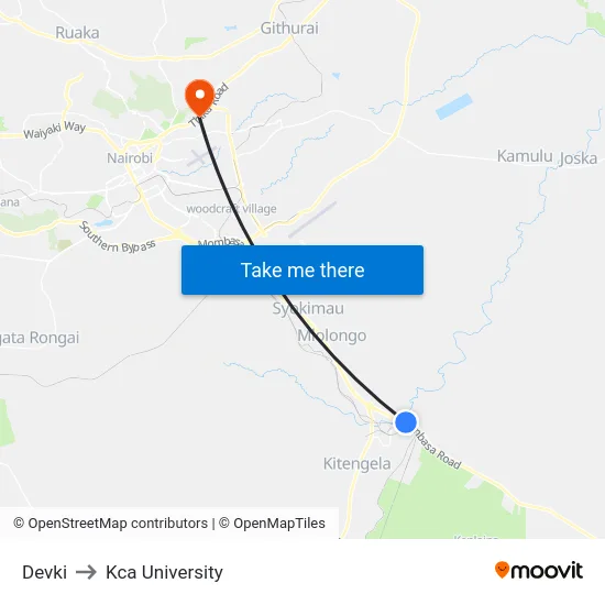 Devki to Kca University map