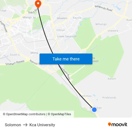 Solomon to Kca University map