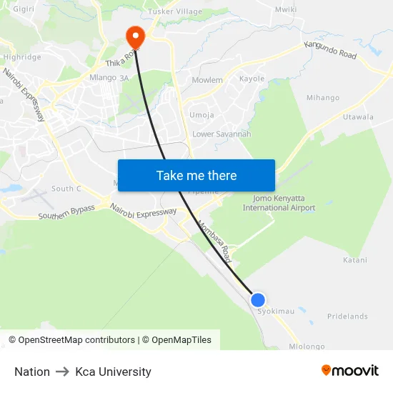 Nation to Kca University map