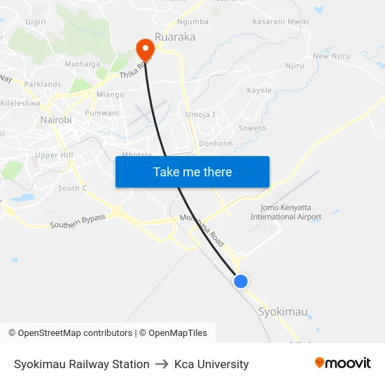 Syokimau Railway Station to Kca University map