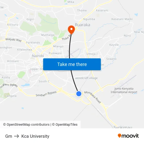 Gm to Kca University map