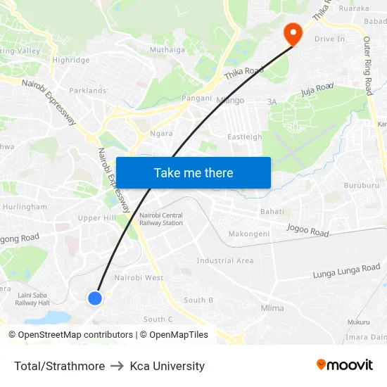 Total/Strathmore to Kca University map