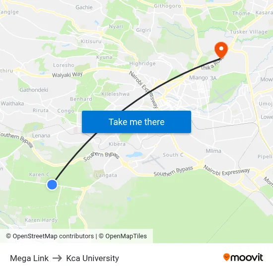 Mega Link to Kca University map