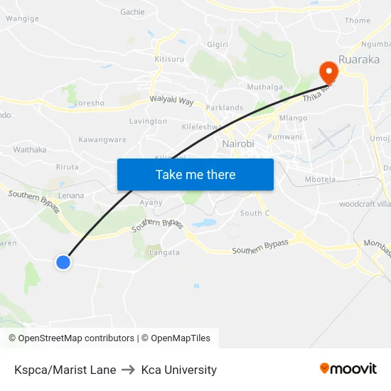 Kspca/Marist Lane to Kca University map