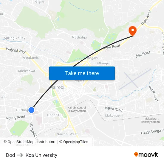 Dod to Kca University map