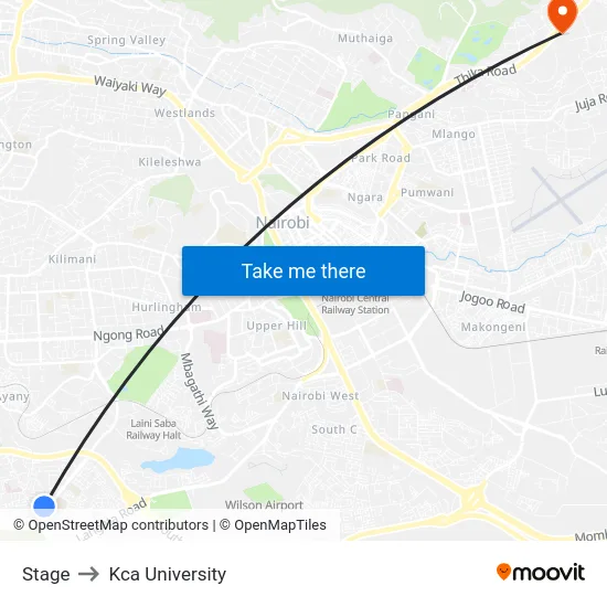 Stage to Kca University map