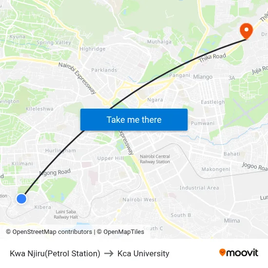 Kwa Njiru(Petrol Station) to Kca University map