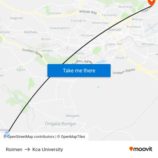 Roimen to Kca University map