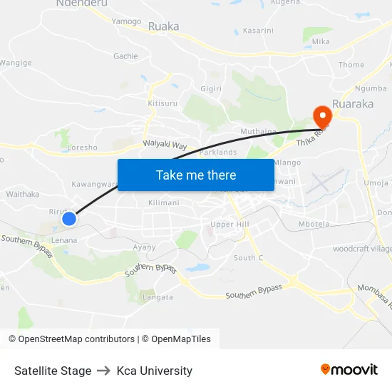 Satellite Stage to Kca University map