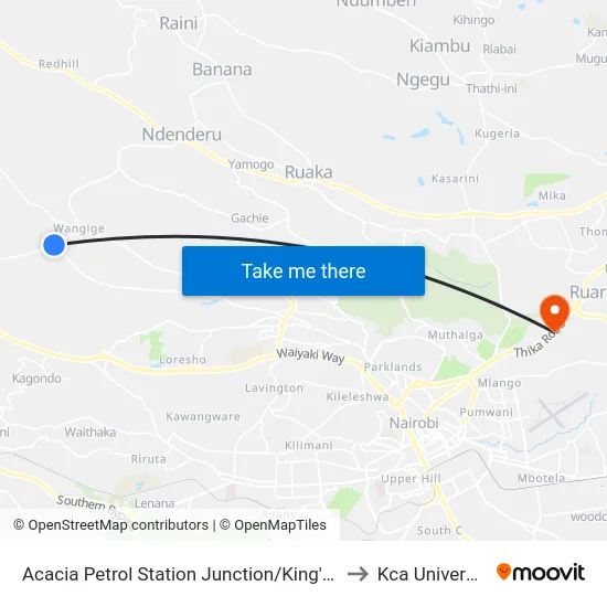 Acacia Petrol Station Junction/King'Eero to Kca University map