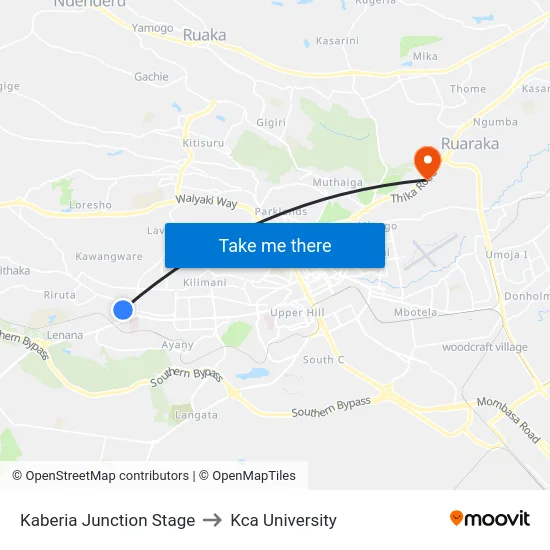 Kaberia Junction Stage to Kca University map