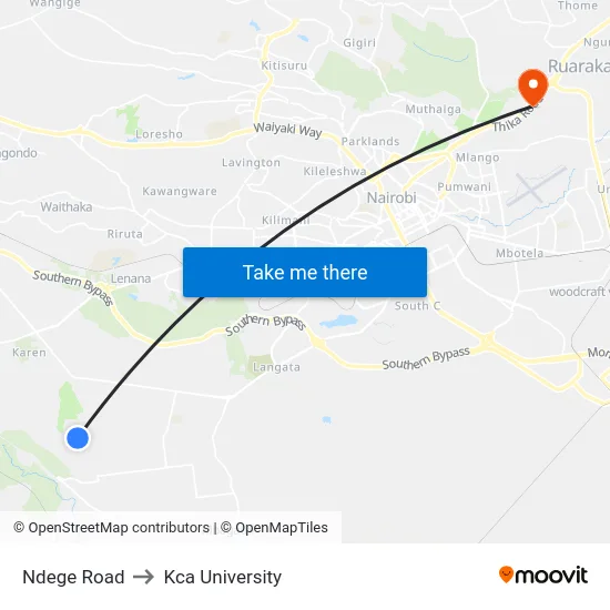 Ndege Road to Kca University map
