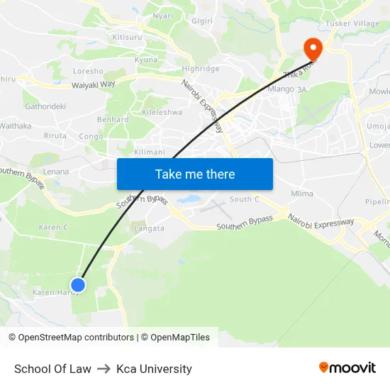 School Of Law to Kca University map