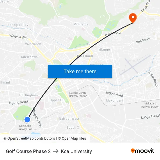 Golf Course Phase 2 to Kca University map