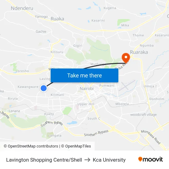 Lavington Shopping Centre/Shell to Kca University map