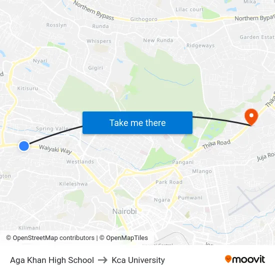 Aga Khan High School to Kca University map