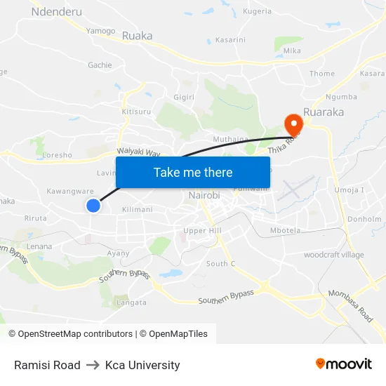 Ramisi Road to Kca University map