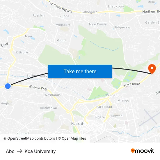 Abc to Kca University map