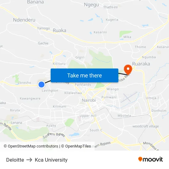 Deloitte to Kca University map