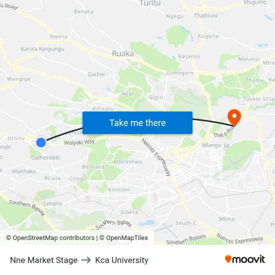 Nne Market Stage to Kca University map