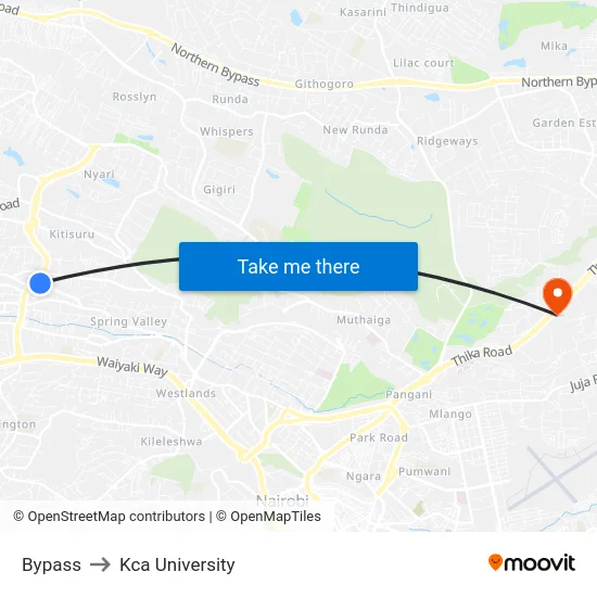 Bypass to Kca University map