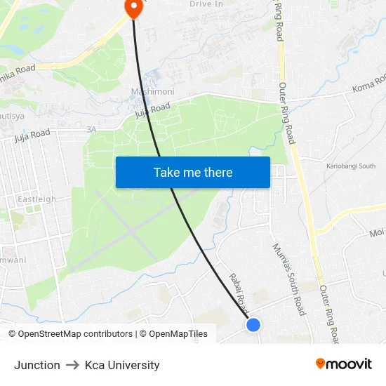 Junction to Kca University map
