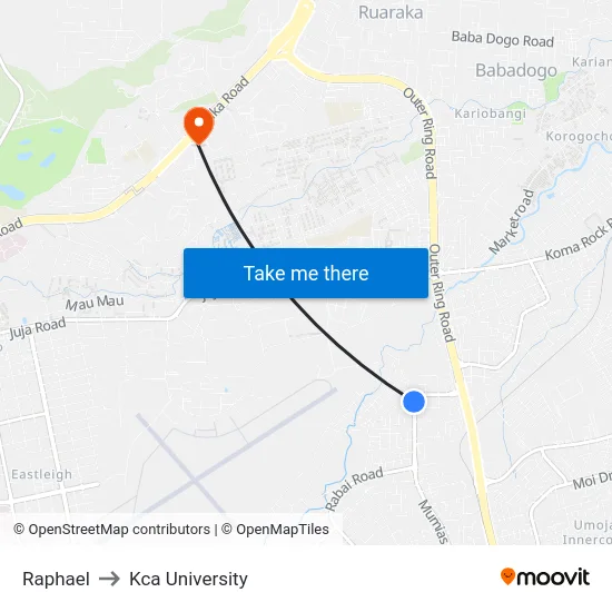 Raphael to Kca University map