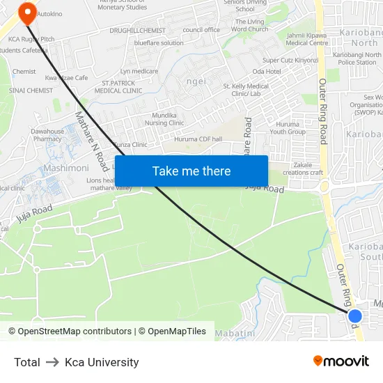 Total to Kca University map