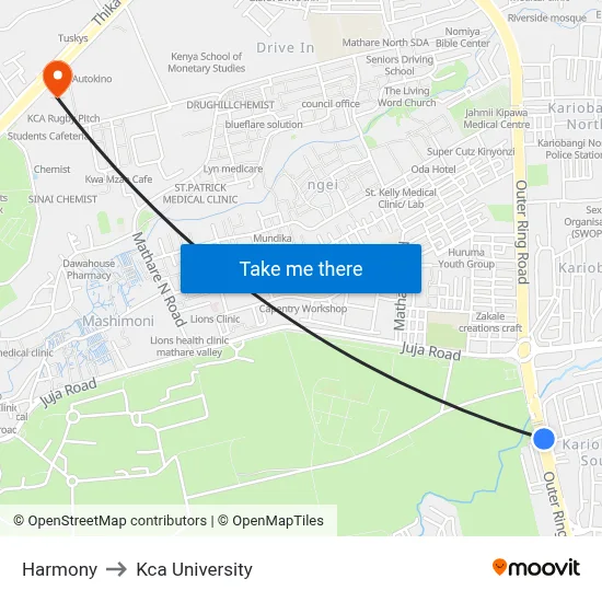 Harmony to Kca University map