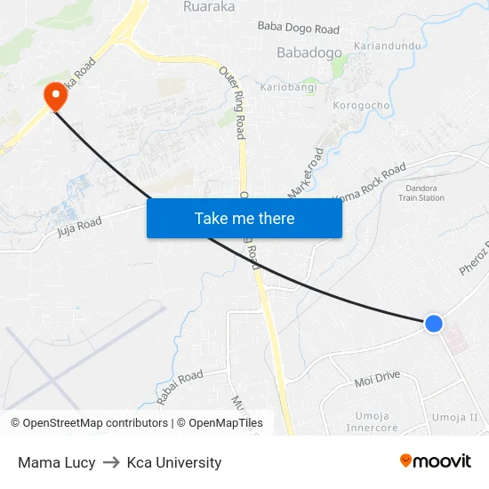 Mama Lucy to Kca University map