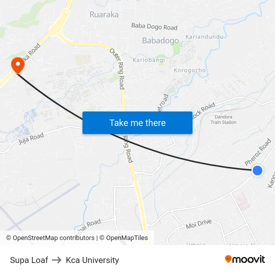 Supa Loaf to Kca University map