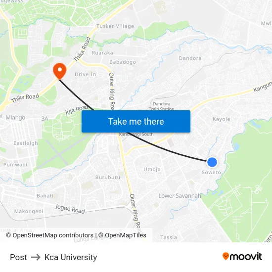 Post to Kca University map