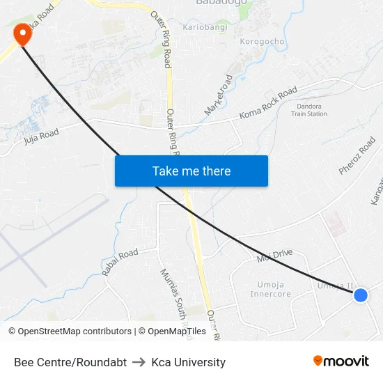 Bee Centre/Roundabt to Kca University map