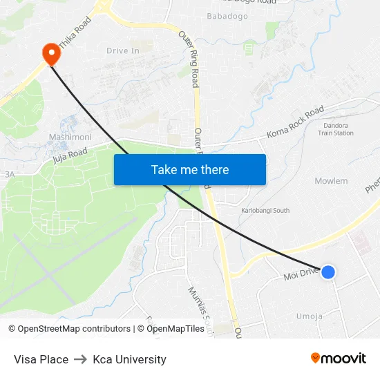 Visa Place to Kca University map