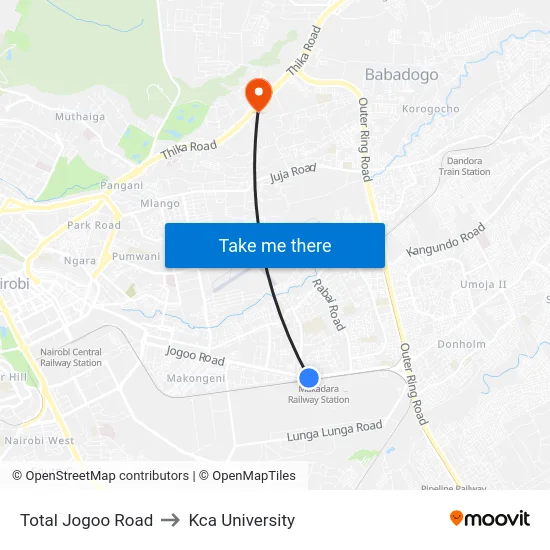 Total Jogoo Road to Kca University map
