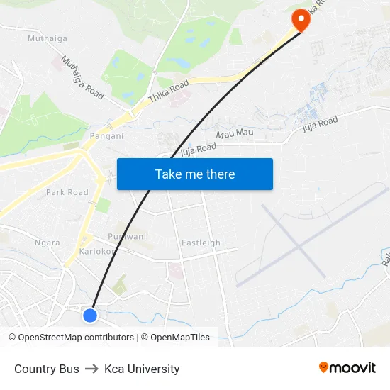 Country Bus to Kca University map