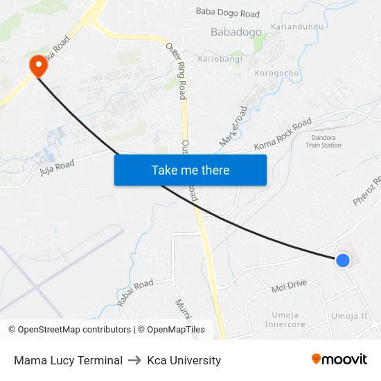 Mama Lucy Terminal to Kca University map