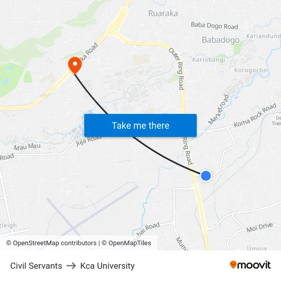 Civil Servants to Kca University map