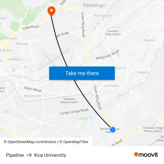 Pipeline to Kca University map