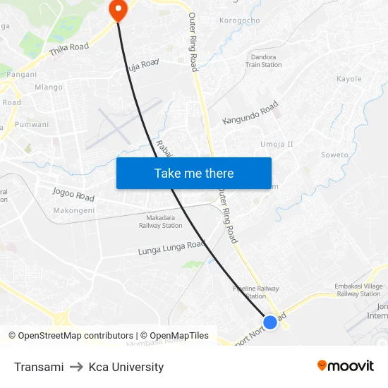Transami to Kca University map