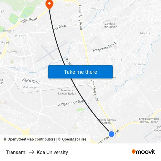 Transami to Kca University map