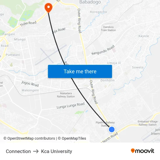 Connection to Kca University map
