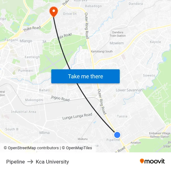 Pipeline to Kca University map
