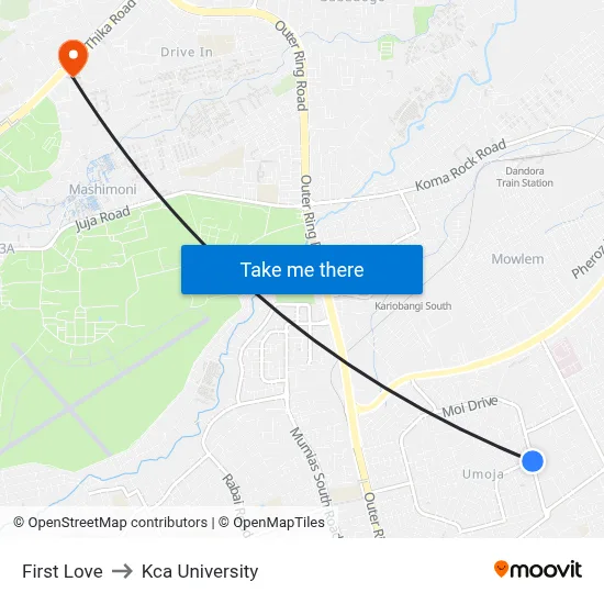 First Love to Kca University map