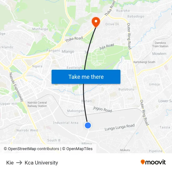 Kie to Kca University map