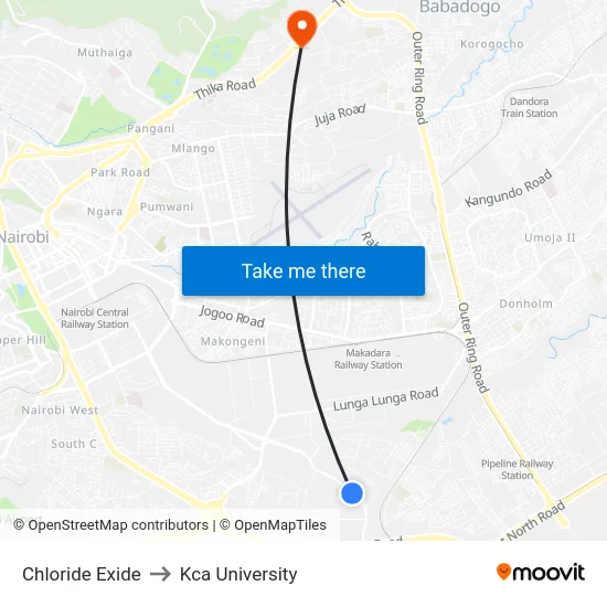 Chloride Exide to Kca University map
