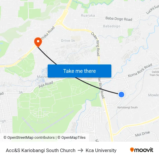 Acc&S Kariobangi South Church to Kca University map
