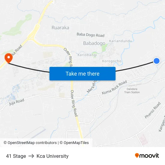 41 Stage to Kca University map